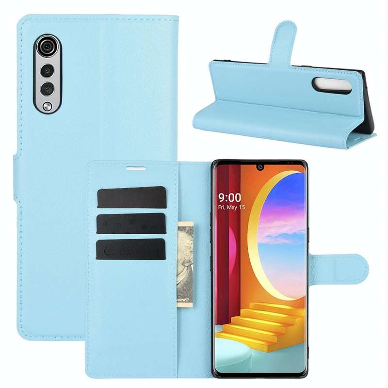 For LG Velvet Litchi Texture Horizontal Flip Protective Case with Holder & Card Slots & Wallet(Blue)