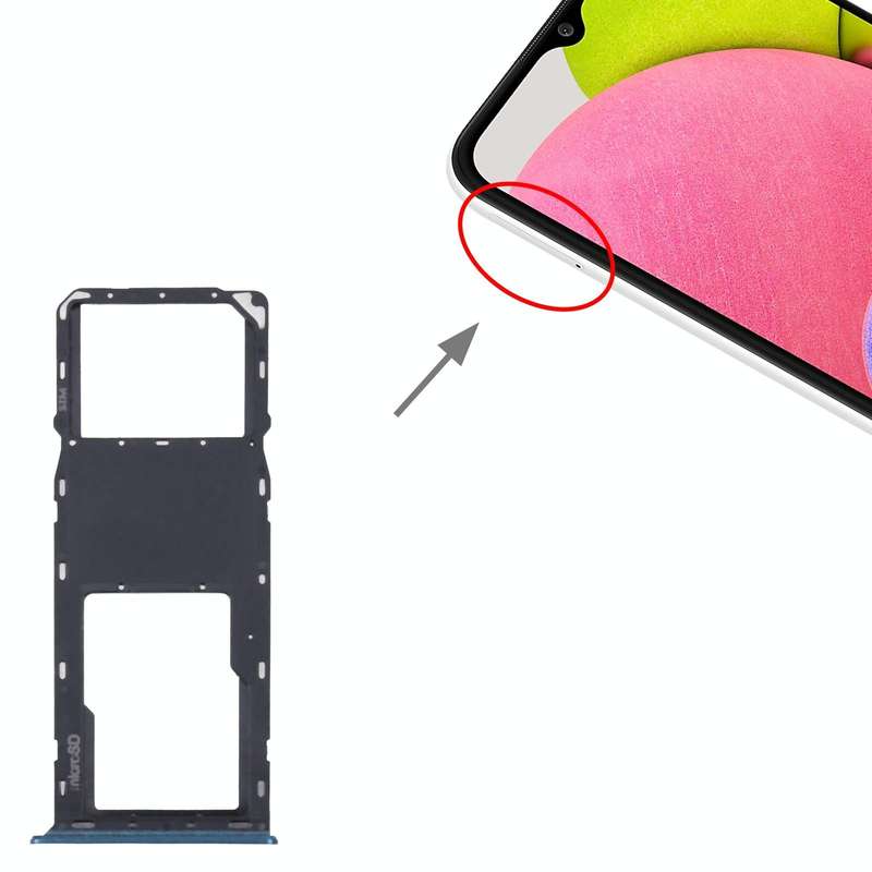 For Samsung Galaxy A03s SM-A037U Original SIM Card Tray + Micro SD card tray (Blue)