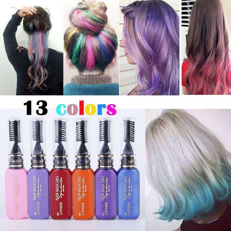One-time Hair Temporary Color Hair Dye Non-toxic DIY Hair Color Mascara Dye Cream Hair(Red)