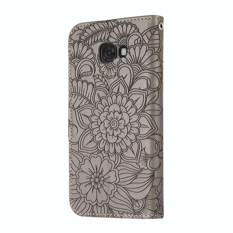 For Samsung Galaxy A5 (2017) Skin Feel Embossed Sunflower Horizontal Flip Leather Case with Holde...