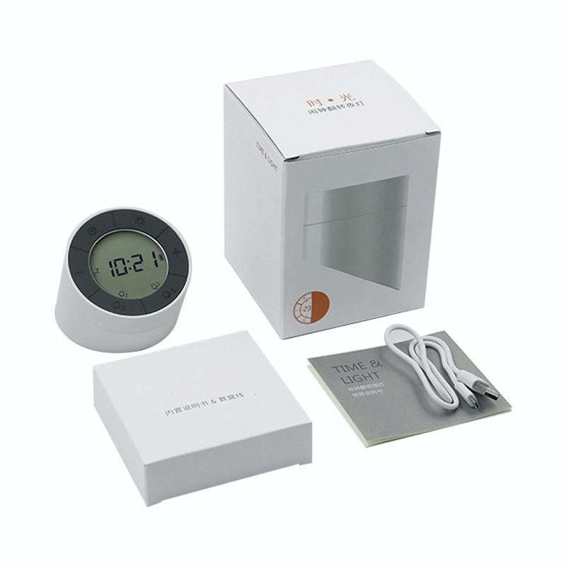 Simple Home Creative Multi-function Charging Stepless Dimming Alarm Clock Night Light(Gray)