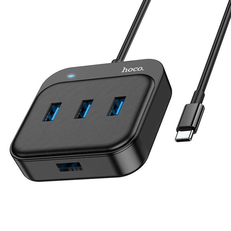 hoco HB31 Easy 4 in 1 USB-C / Type-C to USB3.0x4 Converter, Cable Length: 0.2m(Black)