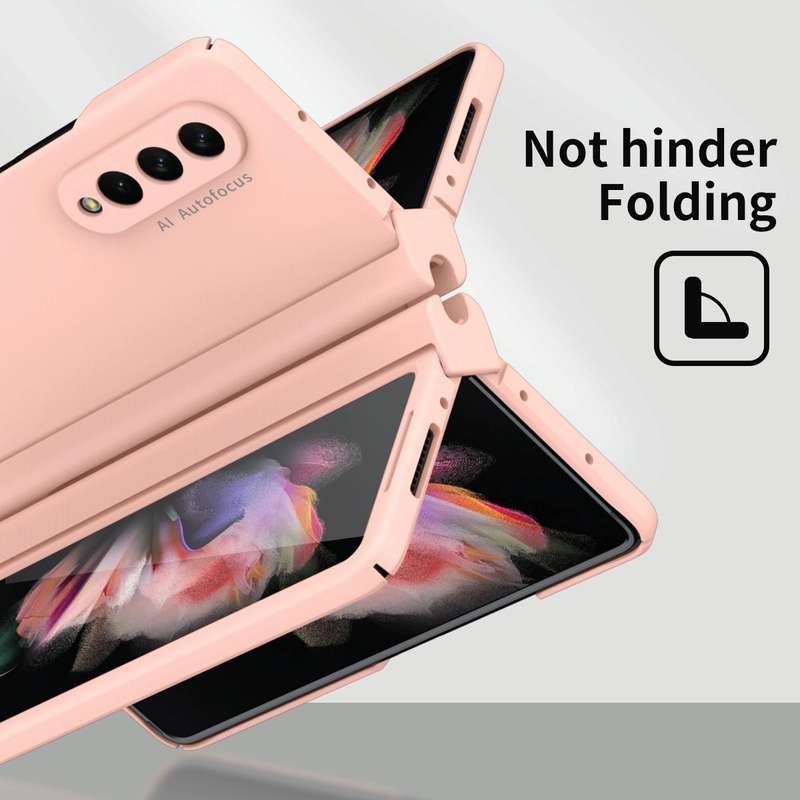 For Samsung Galaxy Z Fold3 5G Macaron Hinge Phone Case with Stylus Pen Fold Edition & Protective ...