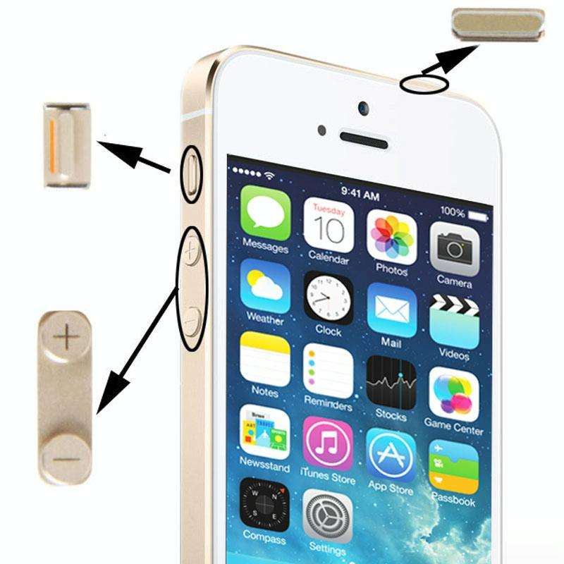 Original 3 in 1 Alloy Material (Mute Button + Power Button + Volume Button) for iPhone 5S, Golden...