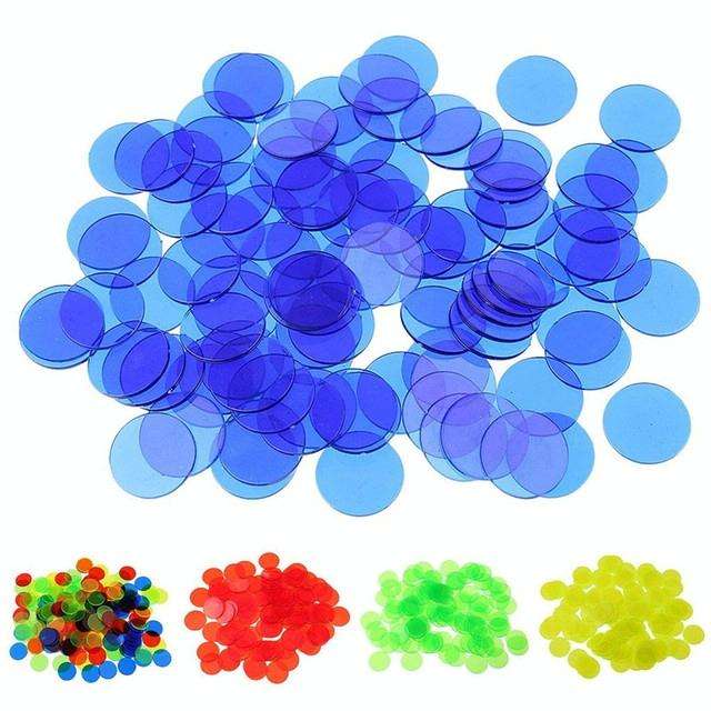 100 PCS Transparent Plastic Casino Poker Chips Bingo Tag Token Children Toys Gifts(Random Color D...