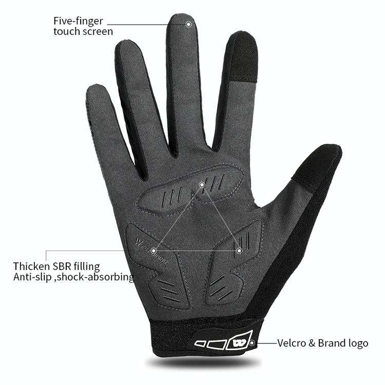 WEST BIKING YP0211207 Riding Full Finger Gloves Road Bike Mountain Bike Locomotive Shock Absorber...