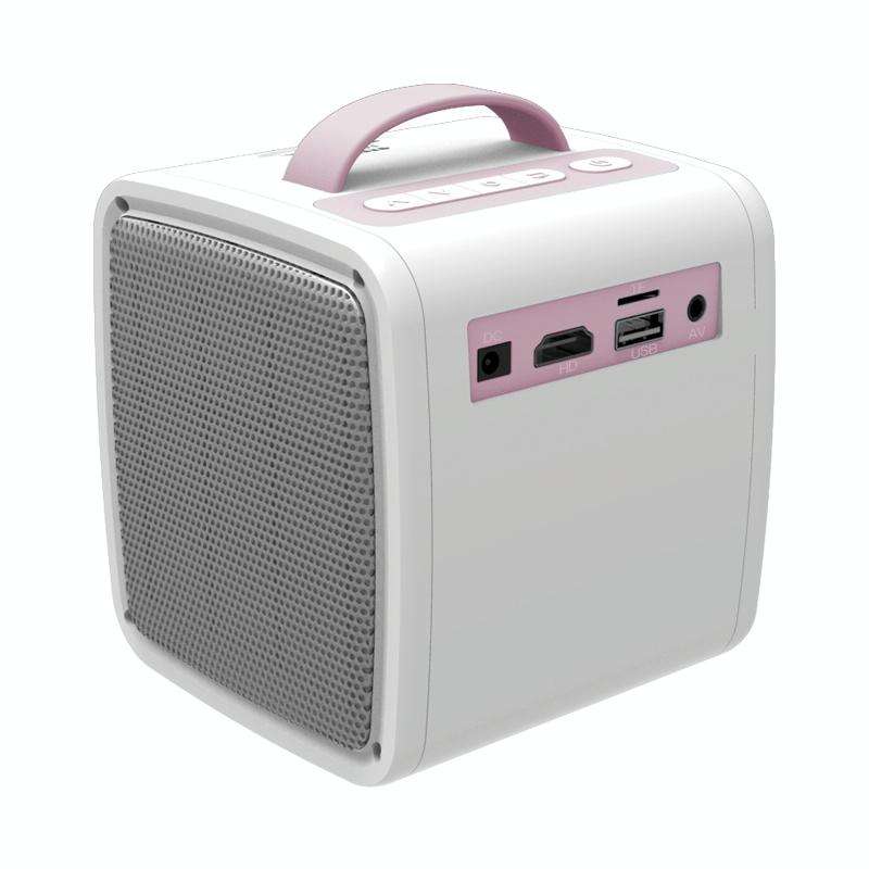 Q2 LED 1080P Mini Portable Projector Children Projector, Plug Type:UK Plug(Pink White)