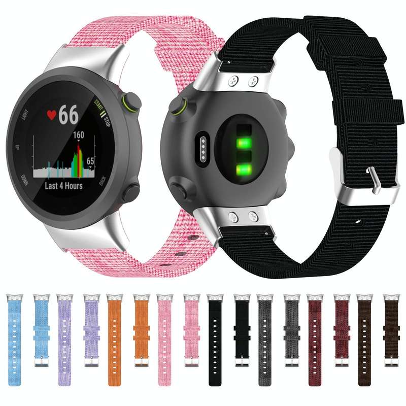 For Garmin Forerunner 45 / 45S / Swim 2 Universal Nylon Canvas Watch Band(Pink)