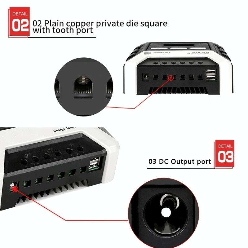 MPPT Solar Controller 12V / 24V / 48V Automatic Identification Charging Controller with Dual USB ...