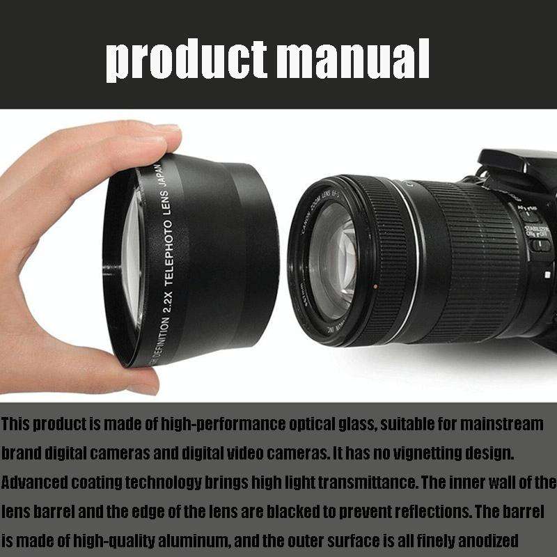 Lightdow 72mm 2.2X Teleconverter Camera Telephoto Lens