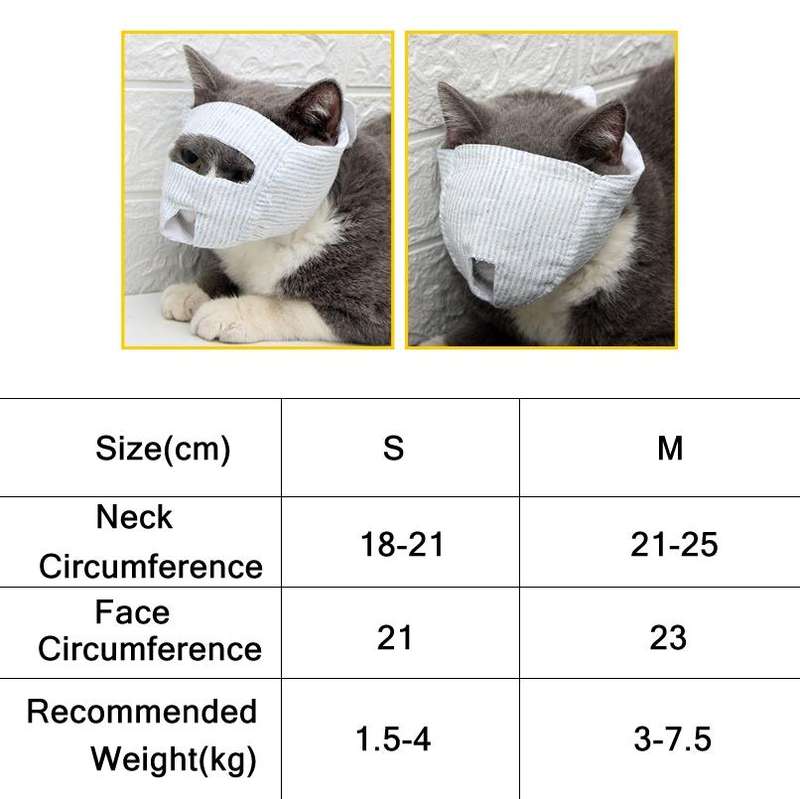 Cat Face Mask Pet Anti-Bite Anti-Licking Reathable Face Mask, Specification: M(Eye-opening)