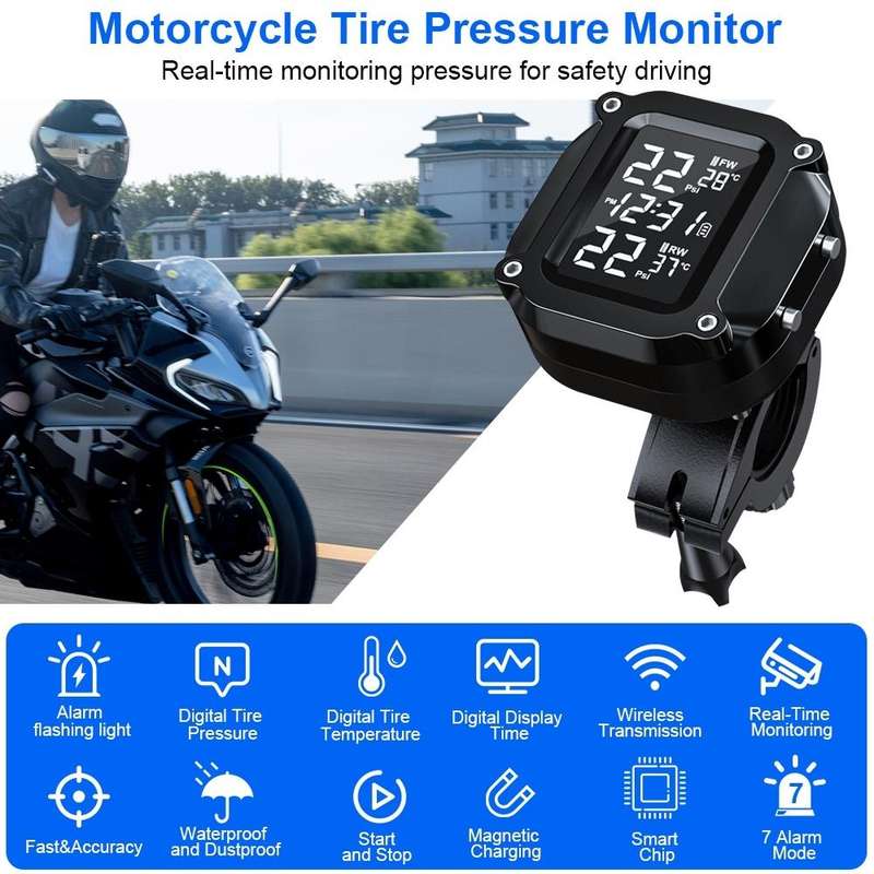 M6 Motorcycles Tire Pressure Monitor with Holder