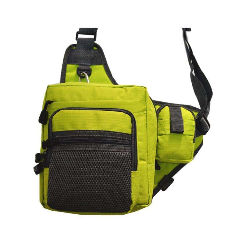 Outdoor Fishing Supplies Oxford Cloth Tricolor Fishing Crossbody Bag(Green)