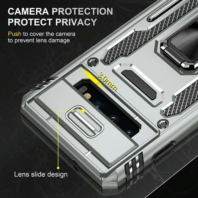 For Samsung Galaxy S10 Armor PC + TPU Camera Shield Phone Case(Grey)