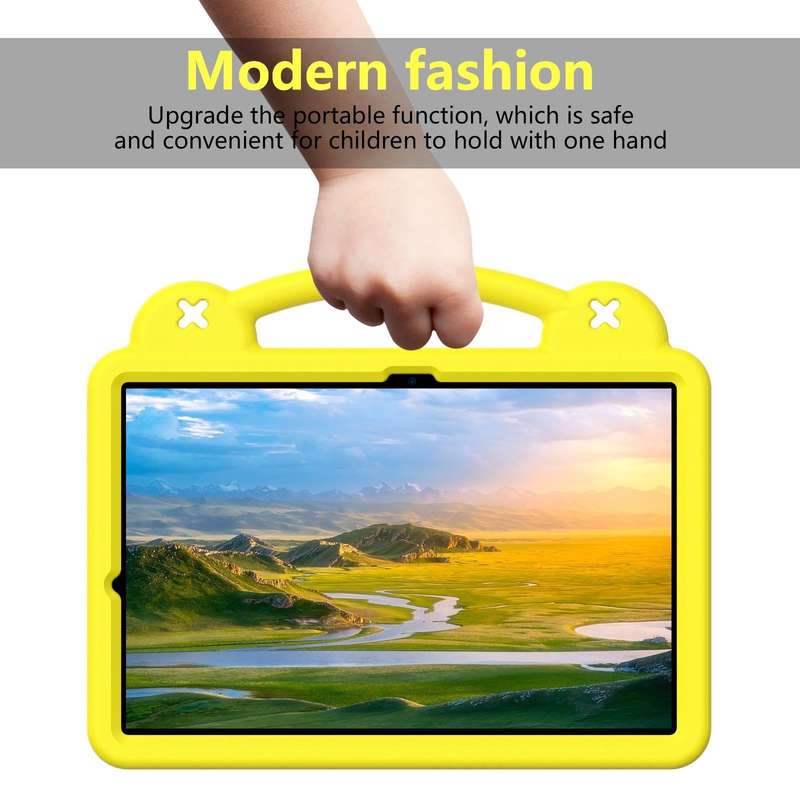 For Samsung Galaxy Tab S9 FE+ 12.4 X610N Handle Kickstand Children EVA Shockproof Tablet Case(Yel...