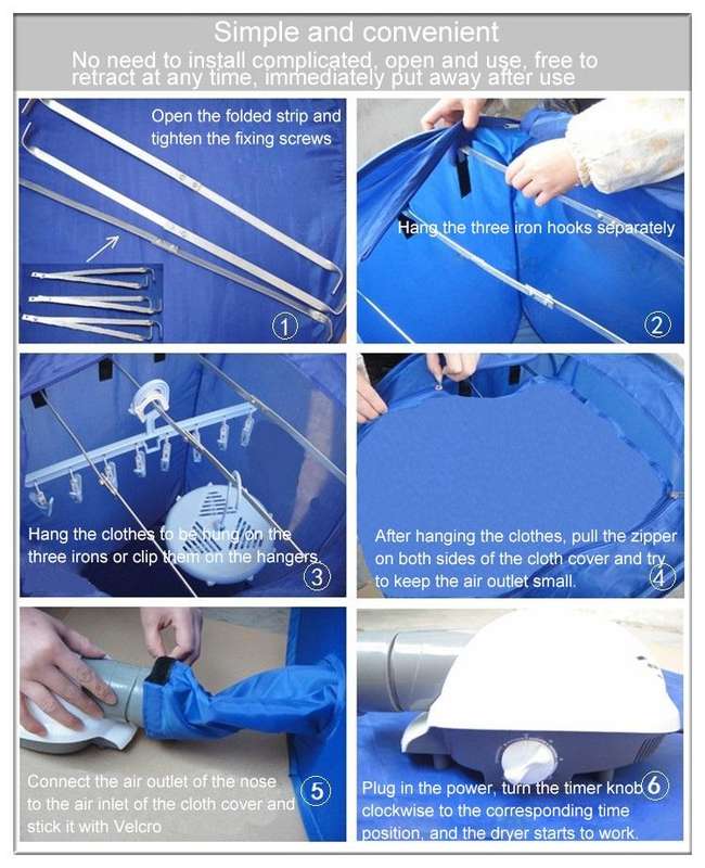 Foldable Free Installation Portable Household Mini Clothes Dryer(Blue)