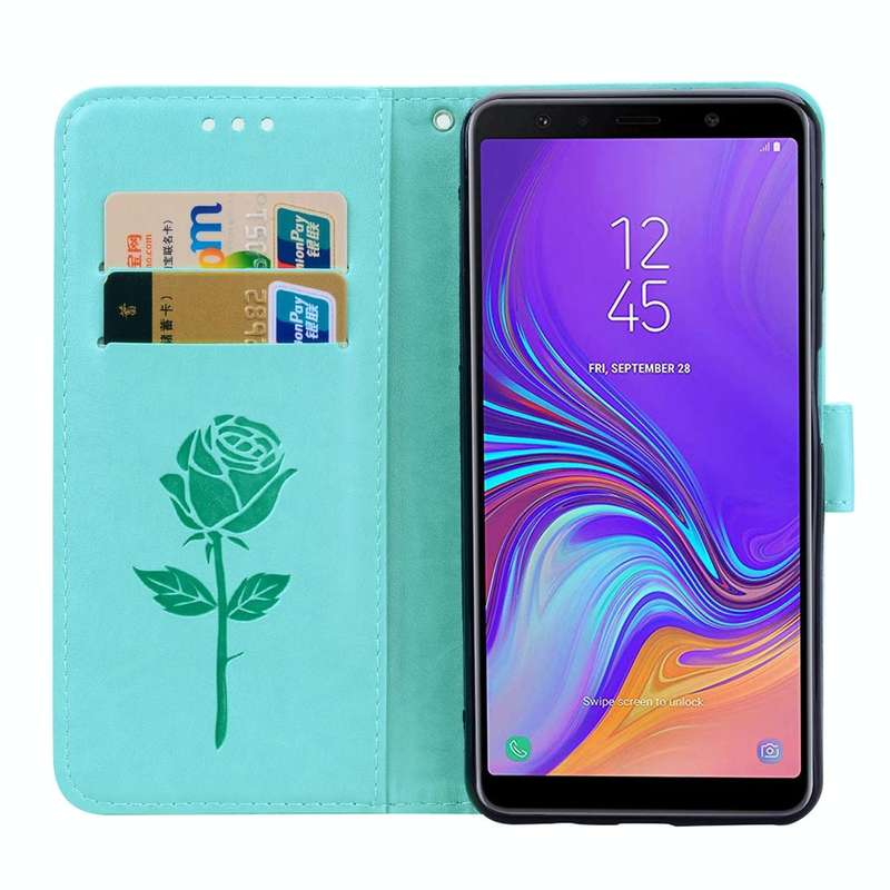 Rose Embossed Horizontal Flip PU Leather Case for Samsung Galaxy A7 (2018) , with Holder & Card S...