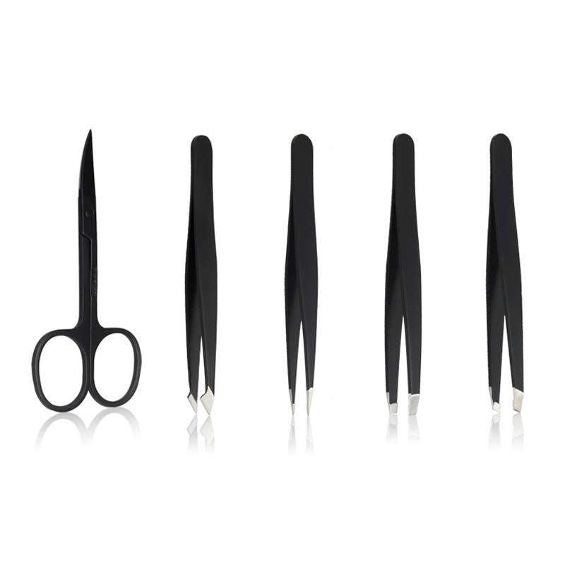 5 PCS / Set Eyebrow Beauty Tools Eyebrow Tweezers Vlip(Black)