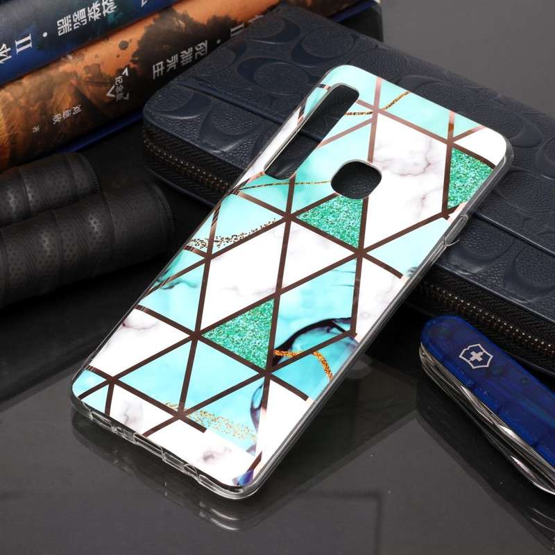 For Galaxy A9 (2018) / A9s Plating Marble Pattern Soft TPU Protective Case(Green White)