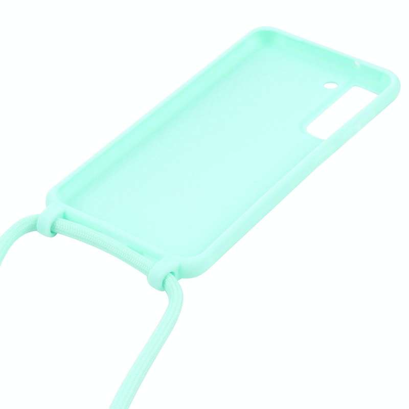 For Samsung Galaxy S21 FE Candy Colors TPU Protective Case with Lanyard(Mint Green)