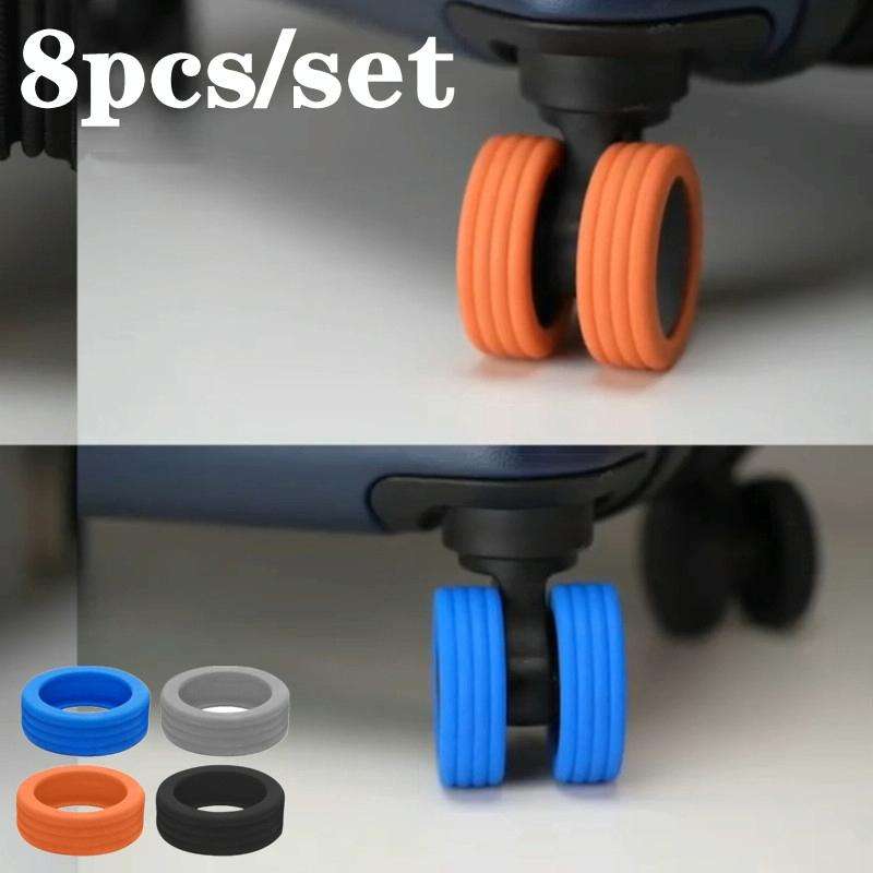 8pcs /Set Silicone Luggage Wheels Cover Protector Silent Anti Wear Caster Shoes(Black)