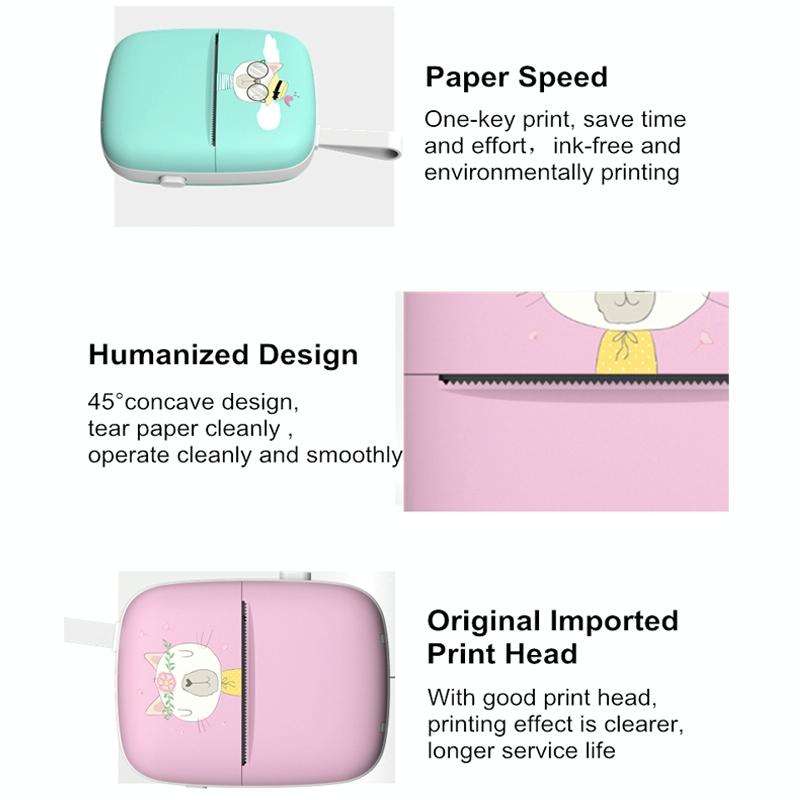 Portable Mini Thermal Printer Bluetooth Mobile Phone Photo Pocket Printer(English Version (Blue))