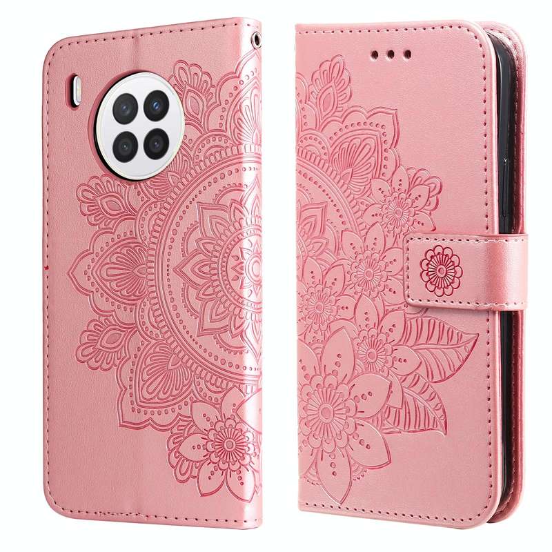 For Huawei nova 8i / Honor 50 Lite 7-petal Flowers Embossed Flip Leather Phone Case with Holder &...