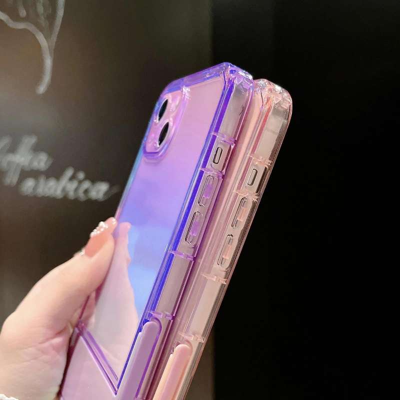 For iPhone 12 Pro Max Color Plated Invisible Holder Phone Case(Purple)