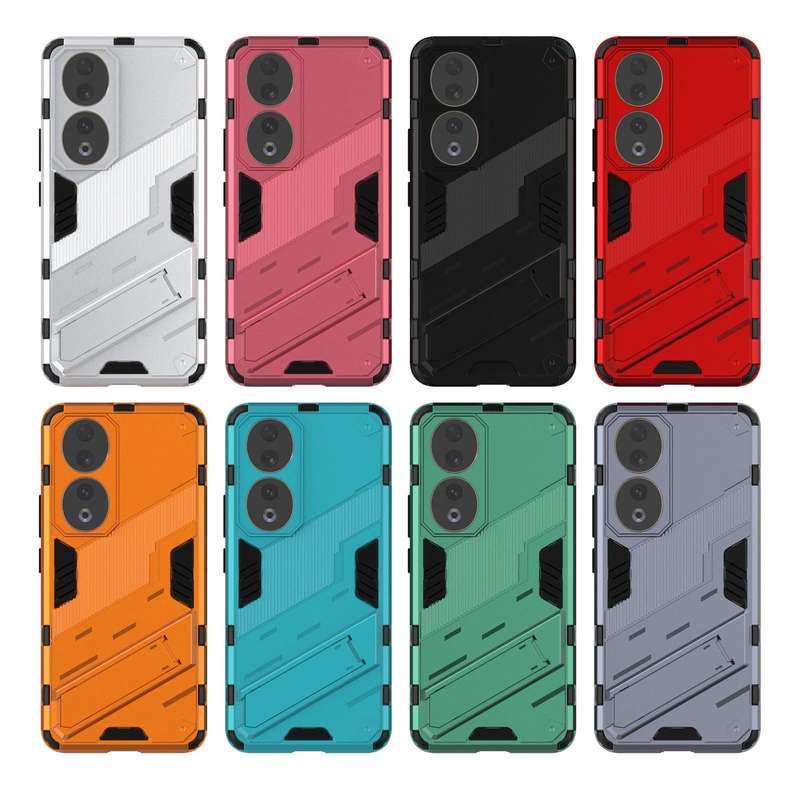 For Honor 90 Punk Armor PC + TPU Phone Case with Holder(White)