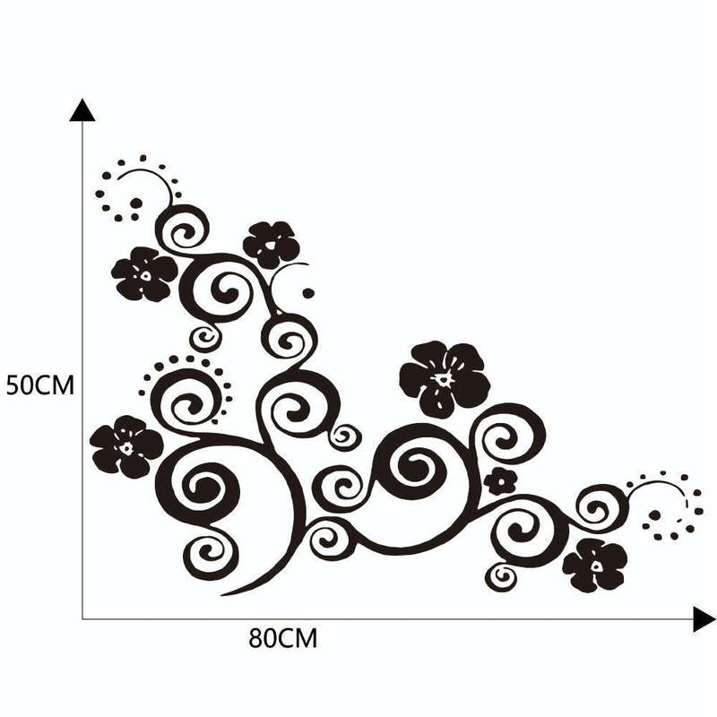 D-908 Summer Flower Totem PVC Car Hood Sticker(Black)