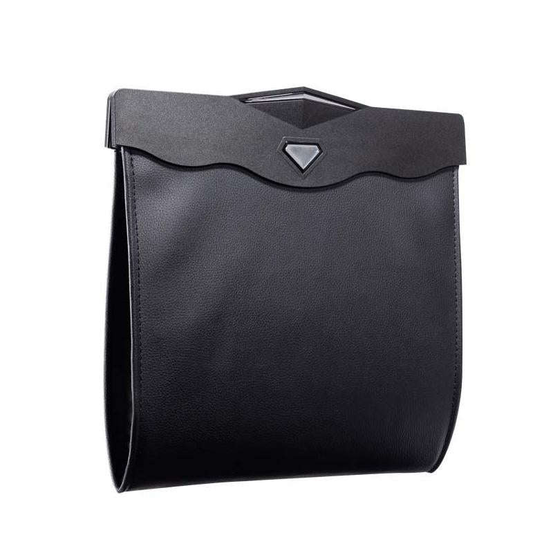 Car Trash Can Car Chair Back Hanging Storage Box Hidden Folding Storage Bag With LED Light(Black)