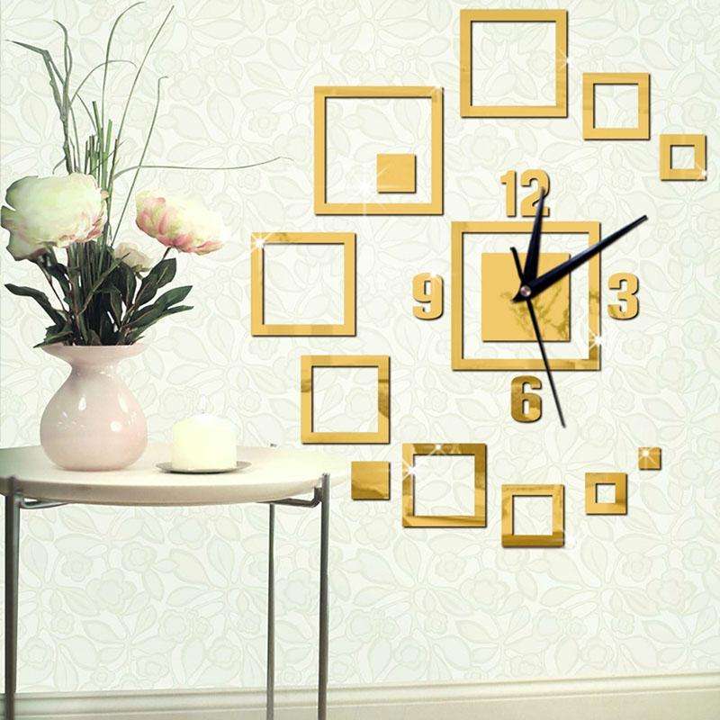 Wall Clocks Mirror 3D Stereo Acrylic Living Room Bedroom Decoration Wall Clock Fashion DIY Creati...