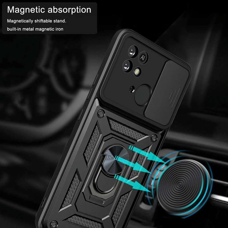 For Xiaomi Redmi 10C 4G Sliding Camera Cover Design TPU+PC Phone Case(Black)