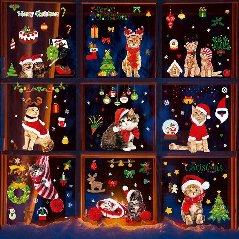 SKJD2312 Christmas Decorations Shop Window Kindergarten Layout Static Electricity Stickers