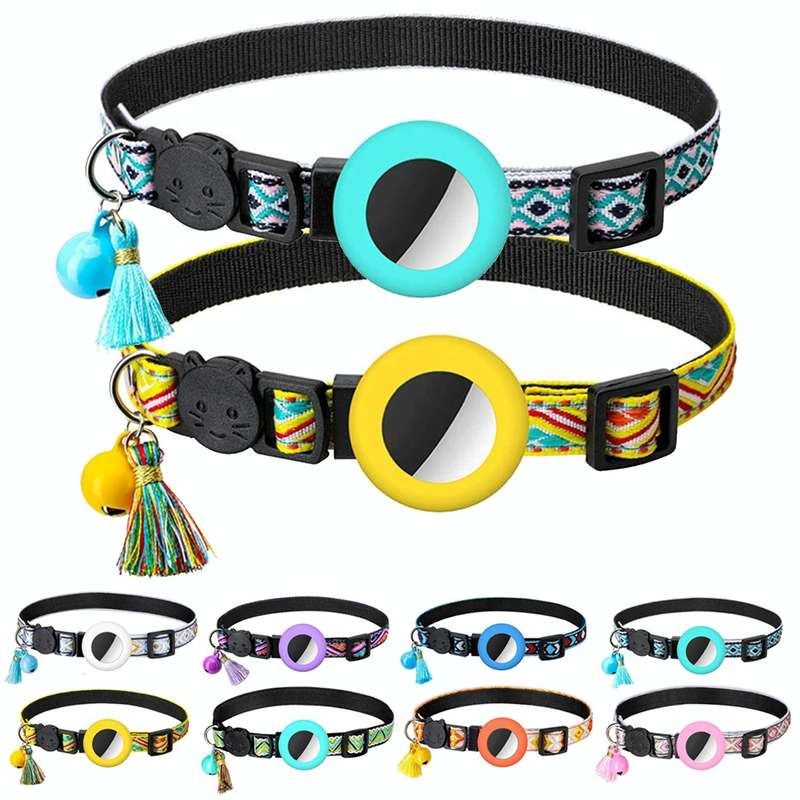 Pet Colored Bell Tassel Collar for Airtag Tracker(Red)