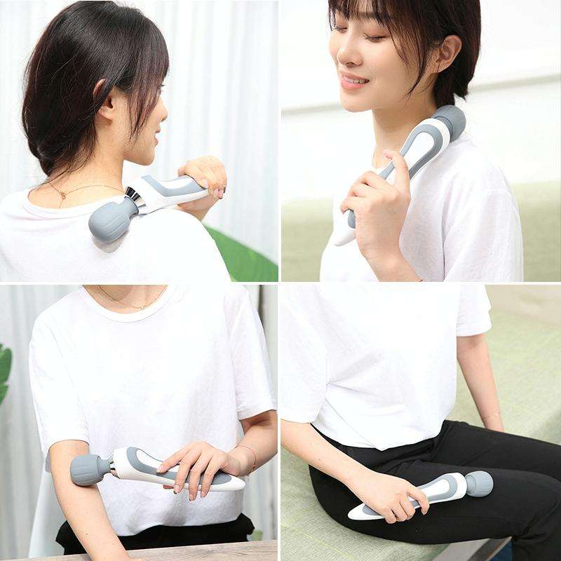 Portable Mini Multifunctional Physiotherapy Electric Hand-held Massage Stick(White)