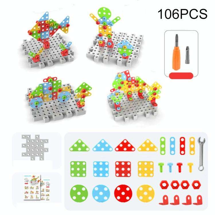 Children Screw-Tightening Electric Drill Toy Manual Assembly Toolbox, Style: 3D + Manual Drill (1...