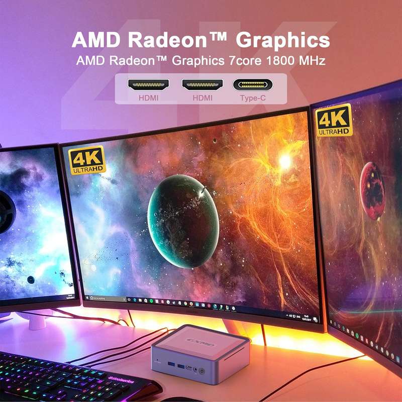 GXMO H56 Windows 11 AMD R5-5600H Mini PC NVME SSD WiFi6 Mini Desktop Computer, Specification:16GB...