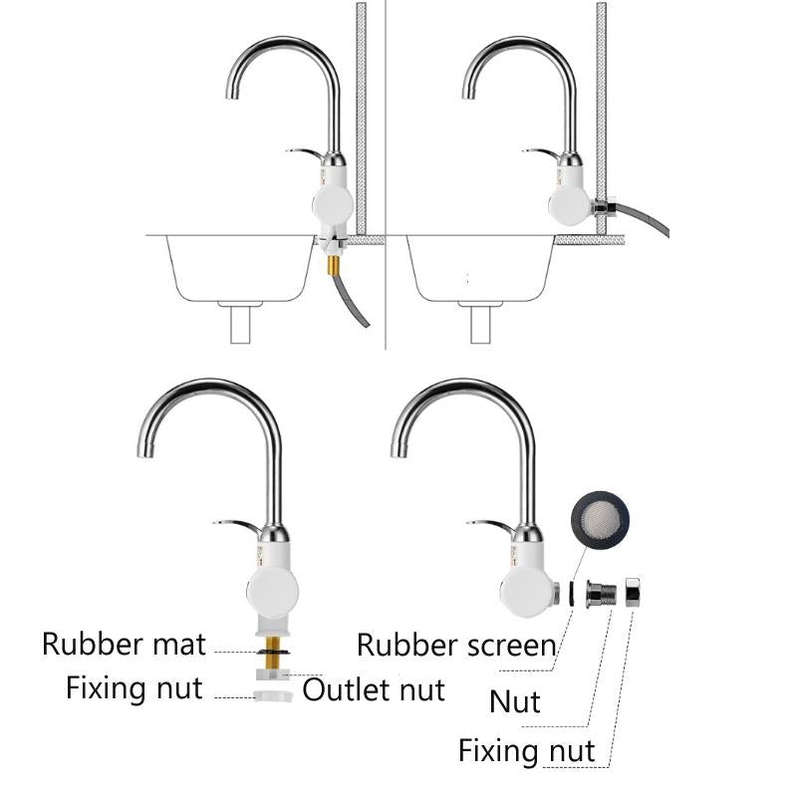 Kitchen Instant Electric Hot Water Faucet Hot & Cold Water Heater CN Plug Specification: With Sho...