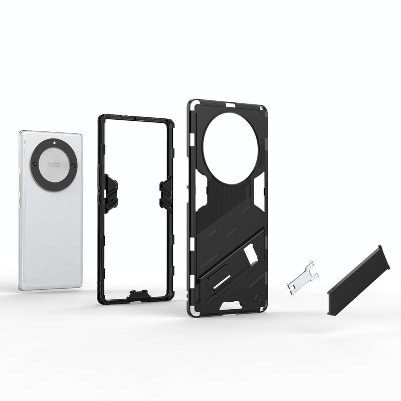 For Honor X9a/X40 5G/Magic5 Lite Punk Armor PC + TPU Phone Case with Holder(Grey)