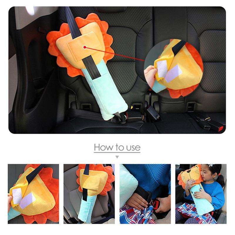 50cm Children Car Belt Cartoon Shoulder Protector Pillow(Lion)