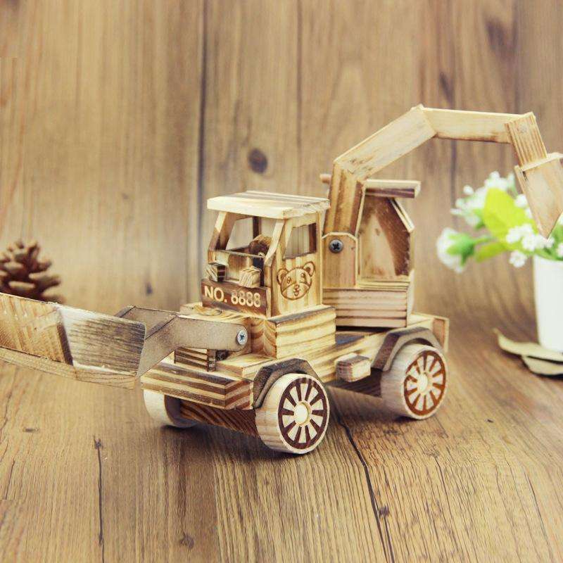 A1030 Wooden Model Excavator Ornaments Children Toys(Large)