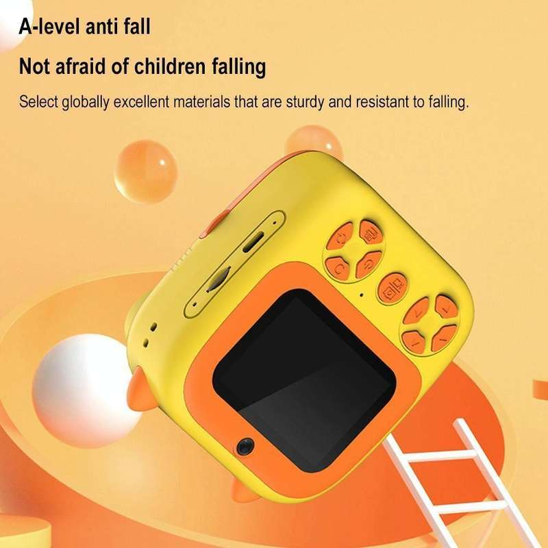 1080P Instant Print Camera 2.8-inch IPS Screen Front and Rear Dual Lens Kids Camera, Spec: Yellow