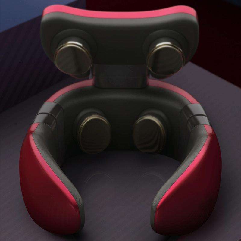 Four-head Shoulder and Neck Massager Pulse Neck Protector(Red)