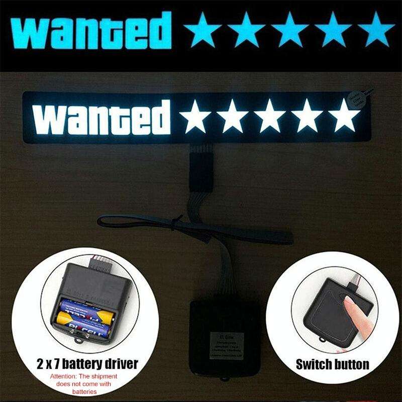 EL Luminous Car Stickers Cold Light Car Stickers Car Luminous Pattern Decoration(Wanted White)