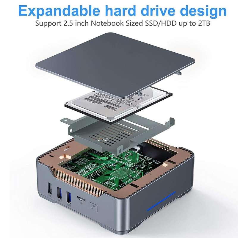 GK3V Pro Windows 11 Pro Mini PC, Intel Celeron N5105 CPU, Memory:16GB+256GB(EU Plug)