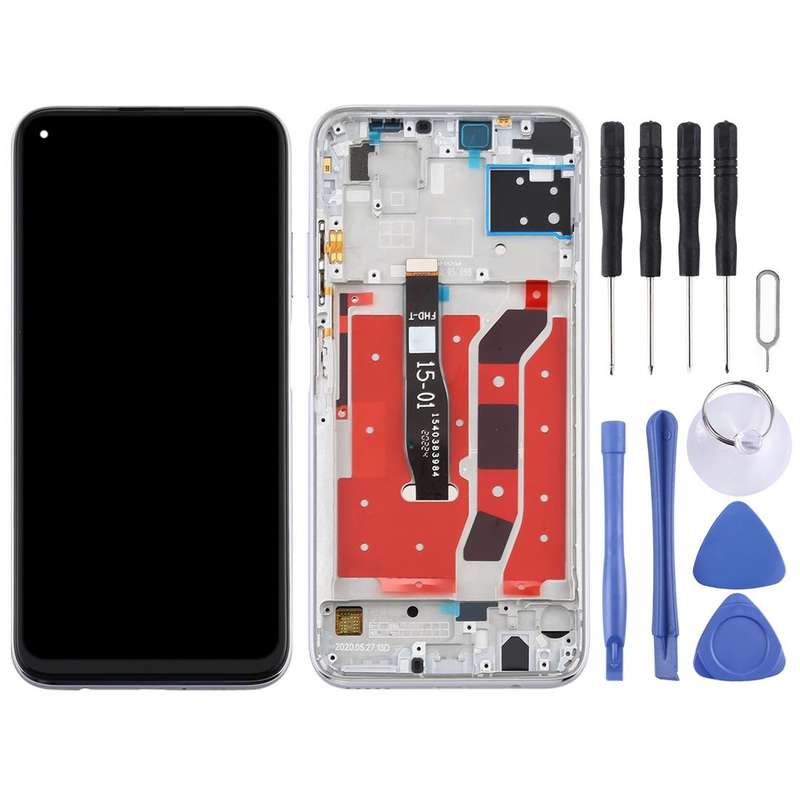 OEM LCD Screen for Huawei P40 Lite Digitizer Full Assembly with Frame(Silver)