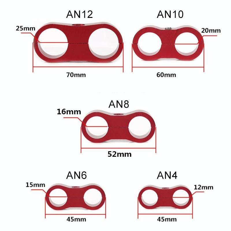 AN12 Automotive 2-hole High Pressure Tubing Fixing Clip Car Tubing Clamp Aluminum Alloy Clip Tubi...