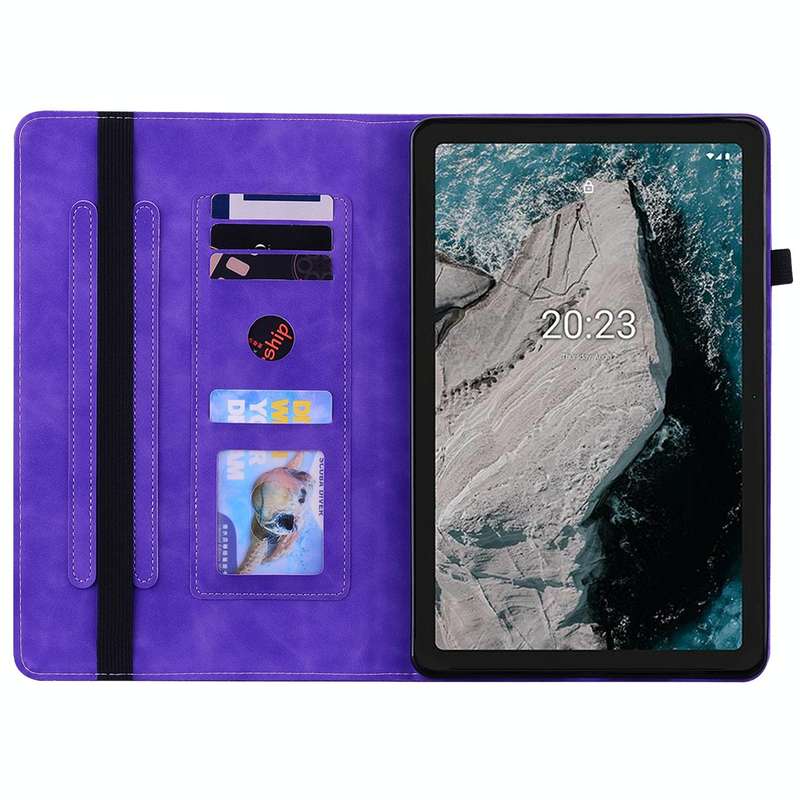 For Nokia T20 10.4 2021 Skin Feel Solid Color Zipper Leather Tablet Case(Purple)