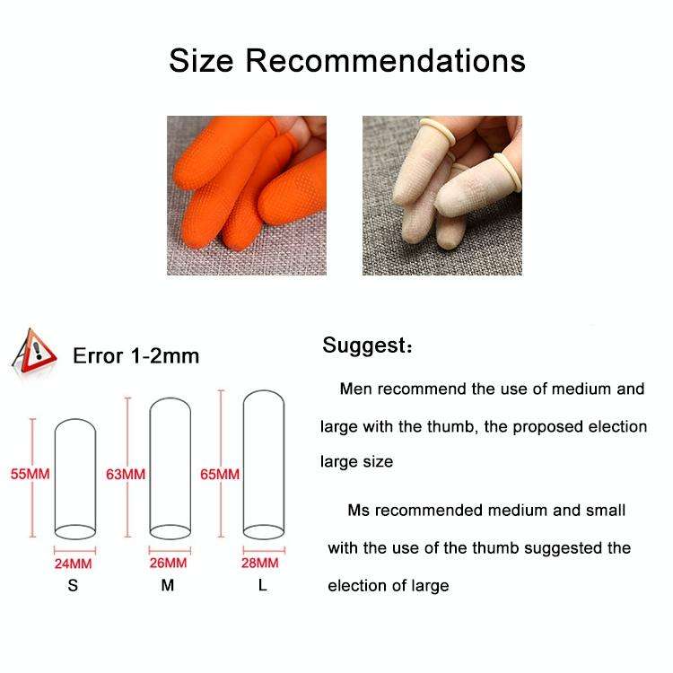 100pcs / Pack Antistatic Antislip Durable Fingertips Latex Protective Gloves, Size: L, 2.8*6.5cm(...